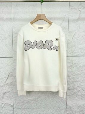 🚩🎨steal Dior White Logo Crewneck Sweatshirt